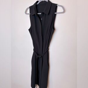 Black Midi Shirt Dress with tie belt EUC